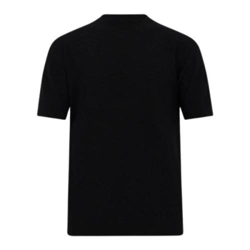 Zwarte Katoenen T-shirt met Ronde Hals Paolo Pecora , Black , Heren