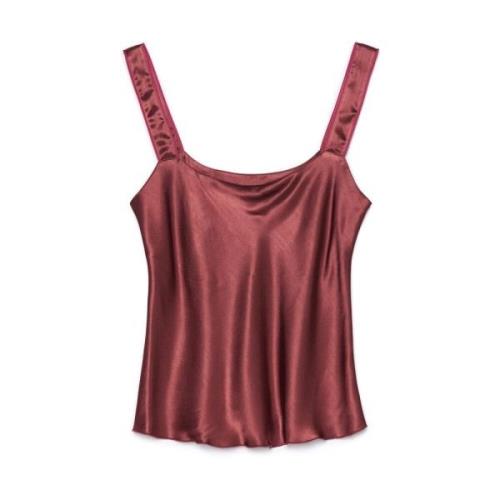 Satin Schuine Top Maliparmi , Red , Dames