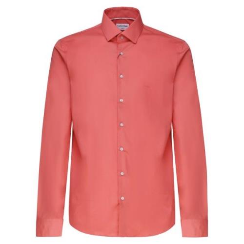 Katoen Elastaan Shirts Calvin Klein , Pink , Heren