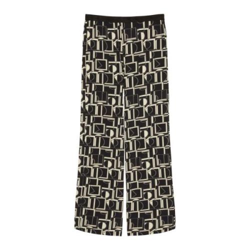 Wijde jerseybroek met all-over print Marc O'Polo , Beige , Dames