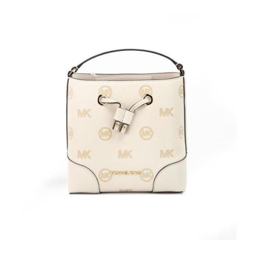 Geëtst Leren Emmer Trekkoord Tas Michael Kors , Beige , Dames