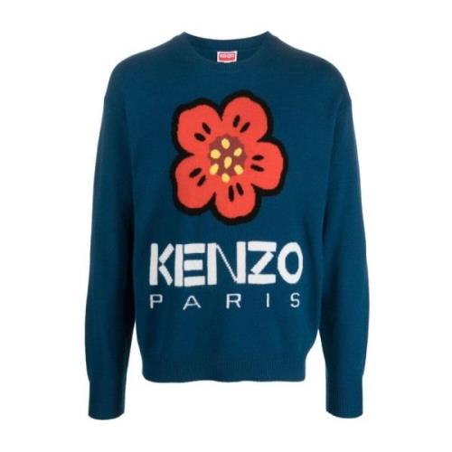 Eend Blauwe Gebreide Trui Kenzo , Blue , Heren