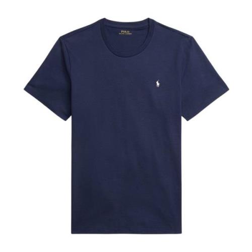 Geribbelde Crew Neck Polo Shirt Ralph Lauren , Blue , Heren