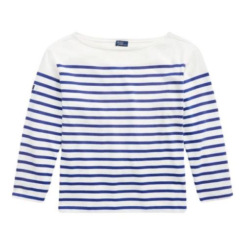 Klassieke Gestreepte Boothals T-shirt Top Polo Ralph Lauren , Blue , D...
