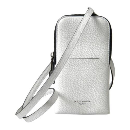 Witte Leren Crossbody Telefoontas Dolce & Gabbana , White , Heren