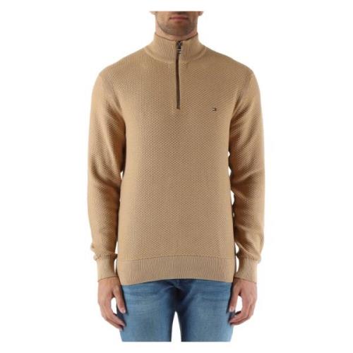 Katoenen Geborduurd Logo Sweater Tommy Hilfiger , Beige , Heren