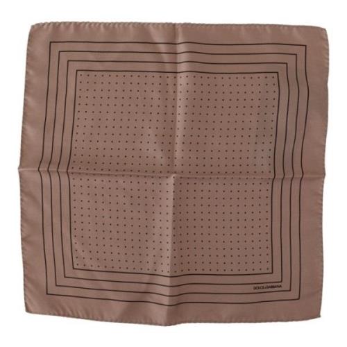 Bruin gestippeld zijden zakdoek Dolce & Gabbana , Brown , Heren