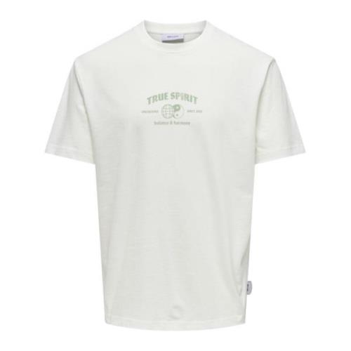 Dynamisch Print T-shirt met korte mouwen Only & Sons , White , Heren