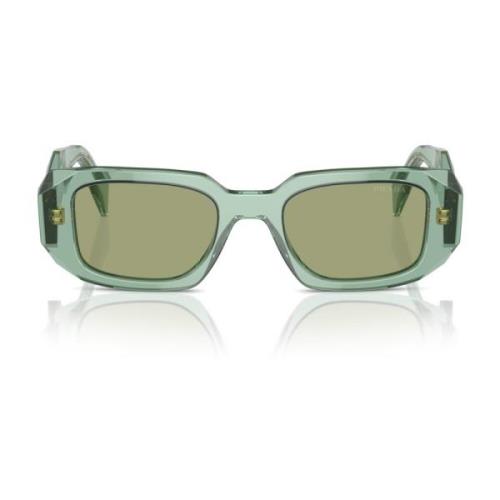 Rechthoekige Zonnebril Groene Salie Transparant Frame Prada , Green , ...