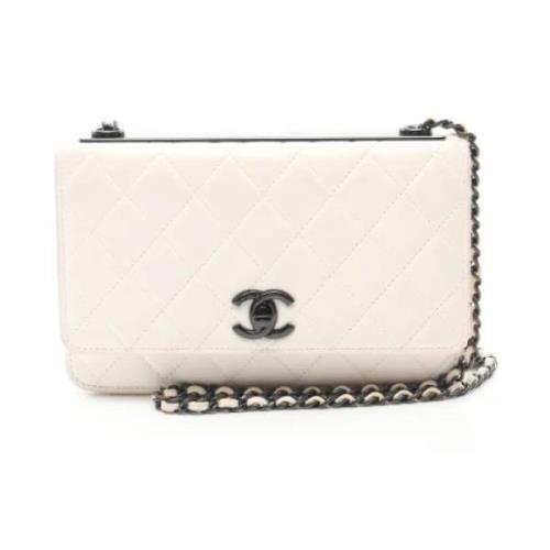 Pre-owned Leather wallets Chanel Vintage , White , Dames