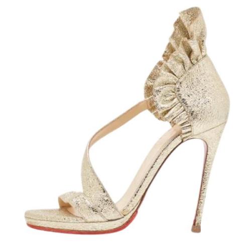 Pre-owned Leather sandals Christian Louboutin Pre-owned , Yellow , Dam...