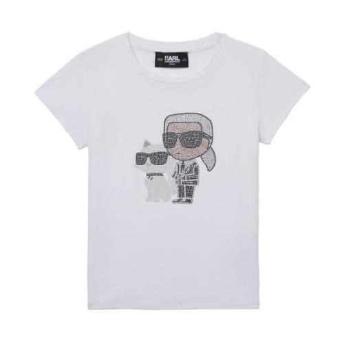 Korte mouw T-shirt met ronde hals Karl Lagerfeld , White , Dames