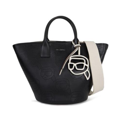 Zwarte Geperforeerde Tote Tas Karl Lagerfeld , Black , Dames