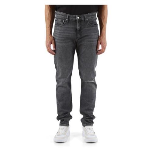 Slim Taper Jeans Vijf Zakken Calvin Klein Jeans , Gray , Heren