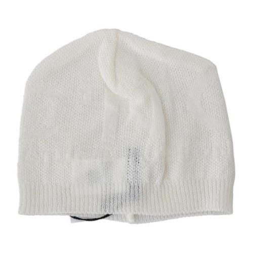 Witte Beanie Hoed Logo Details Italië Costume National , White , Heren