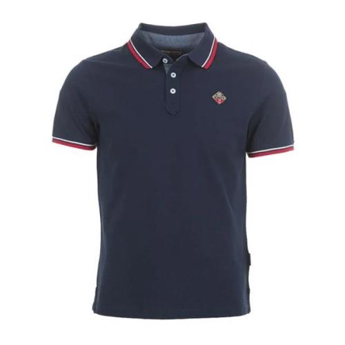 Blauw Logo Patch Katoenen Polo Schott NYC , Blue , Heren