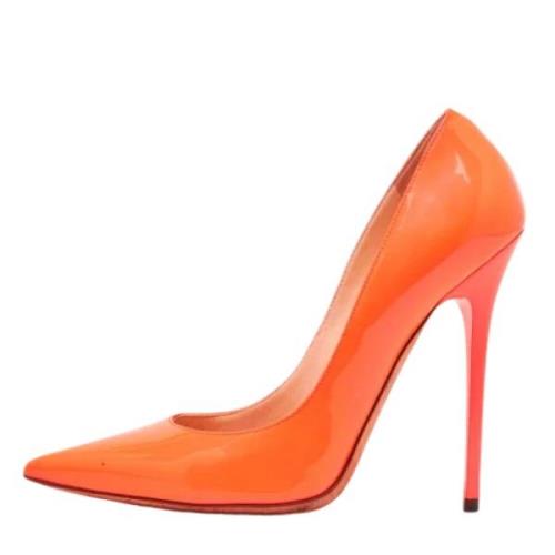 Pre-owned Leather heels Jimmy Choo Pre-owned , Orange , Dames