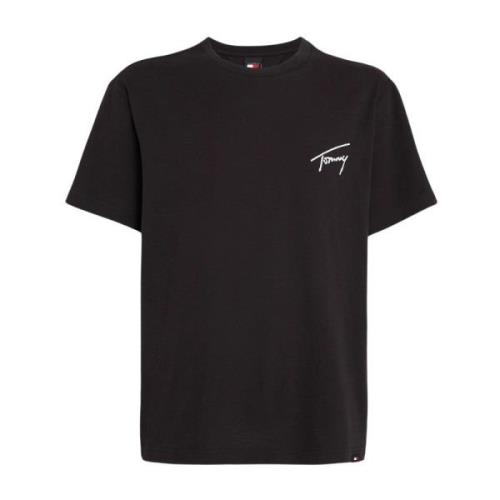 Handtekening T-shirt - Zwart Tommy Jeans , Black , Heren