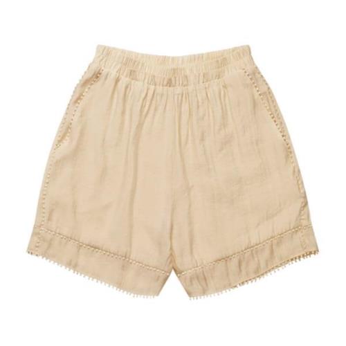 Shorts met elastische taille en geborduurde randen Munthe , Beige , Da...