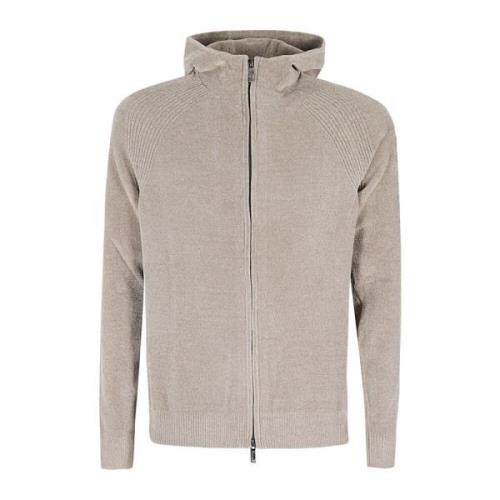 Velvet Hood Zip Gebreid RRD , Beige , Heren