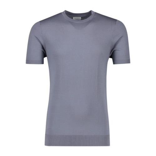 Blauw T-shirt met zijdeblend Profuomo , Blue , Heren