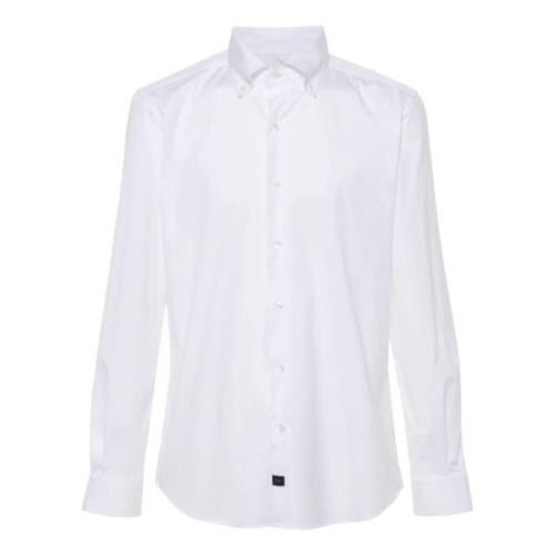 Witte Katoenmix Poplin Overhemd Fay , White , Heren
