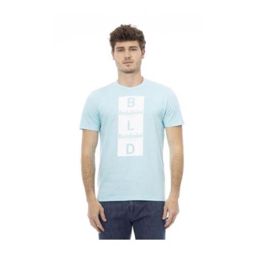 Stijlvol Blauw T-shirt met Frontprint Baldinini , Blue , Heren