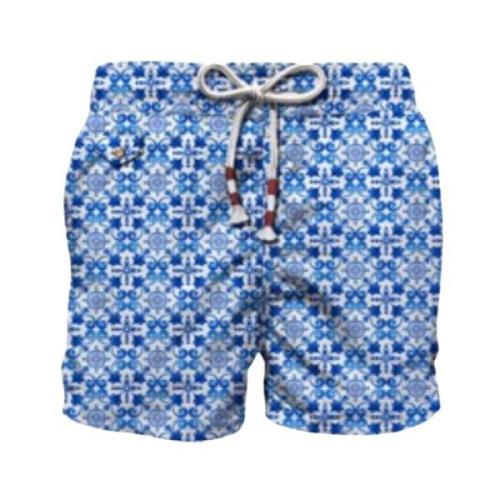 Heren Strand Shorts Micro Patroon MC2 Saint Barth , Multicolor , Heren