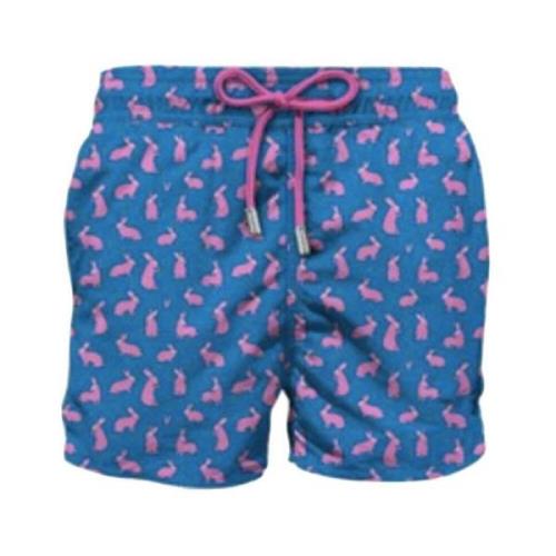 Heren Strand Shorts Micro Patroon MC2 Saint Barth , Multicolor , Heren