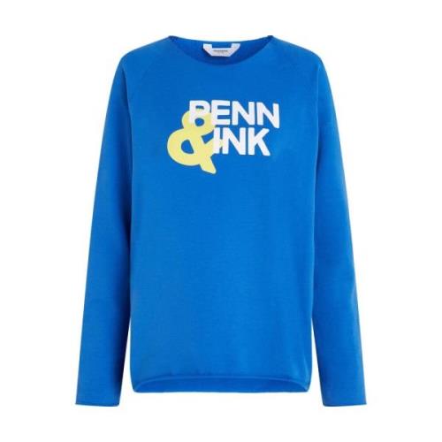 Liberty Sweater Print Pullover Penn&Ink N.Y , Blue , Dames