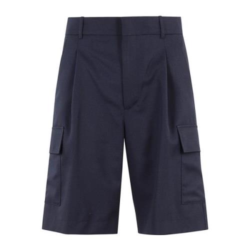 Cargo Wol Shorts Drole de Monsieur , Blue , Heren