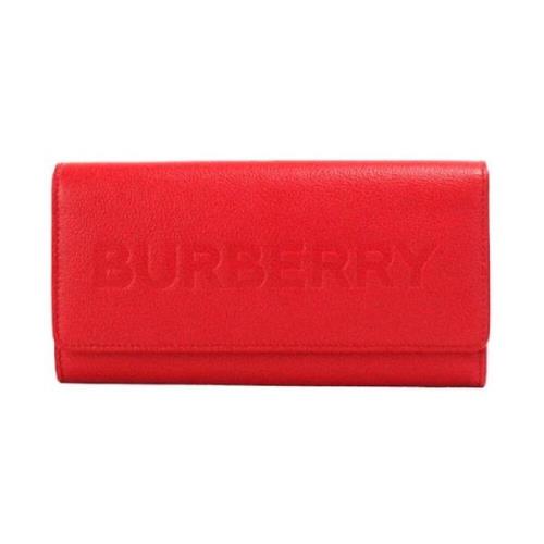 Geperforeerde Leren Continentale Portemonnee met Vakken Burberry , Red...