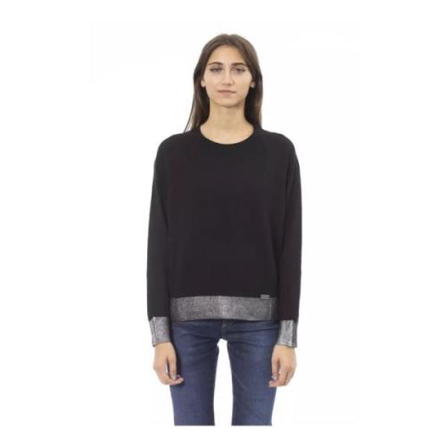 Zwarte Wol Crew Neck Sweater Baldinini , Black , Dames