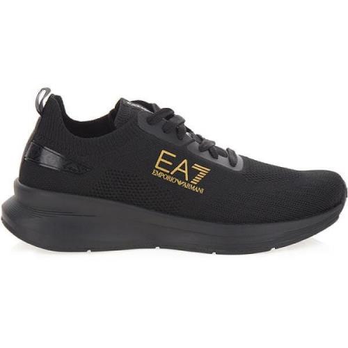 Zwarte Sneakers Ronde Neus Vetersluiting Emporio Armani EA7 , Black , ...
