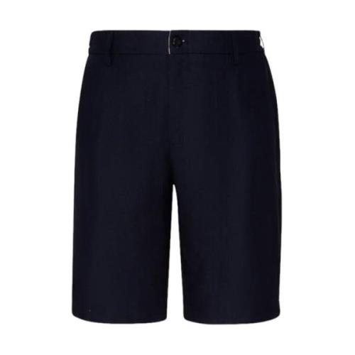 Bermuda Linnen Shorts Eleventy , Blue , Heren