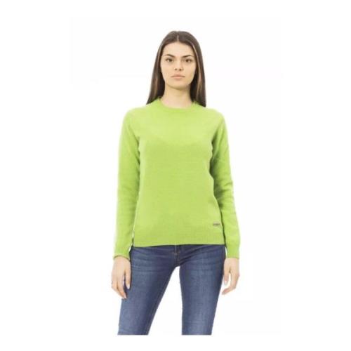 Groene Wollen Trui Lange Mouw Crewneck Baldinini , Green , Dames