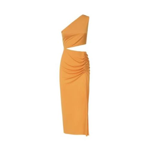 Amber Riri Lange Jurk met Drapering Andamane , Orange , Dames