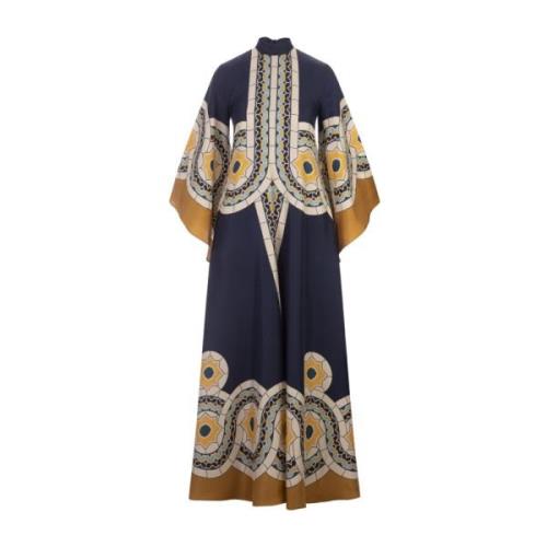 Blauwe Maxi Jurk met Art Deco Patroon La DoubleJ , Multicolor , Dames