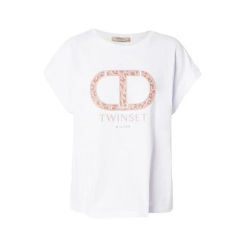 Wit Logo Oval T-shirt Twinset , White , Dames