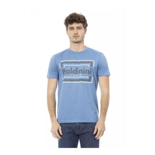 Katoenen T-shirt met Front Print Baldinini , Blue , Heren