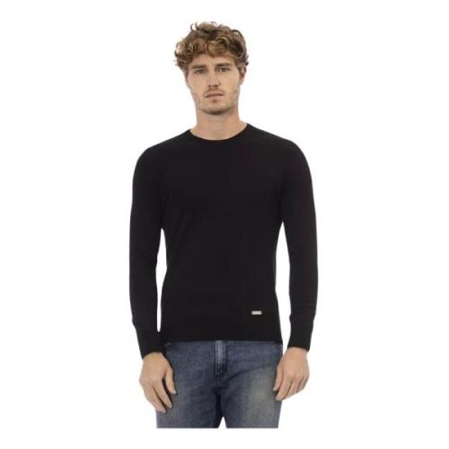 Zwarte Wol Crew Neck Sweater Baldinini , Black , Heren