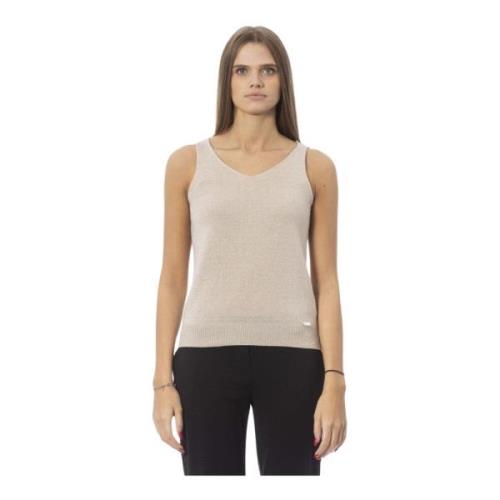 Trendy Mouwloze V-hals Top Baldinini , Gray , Dames