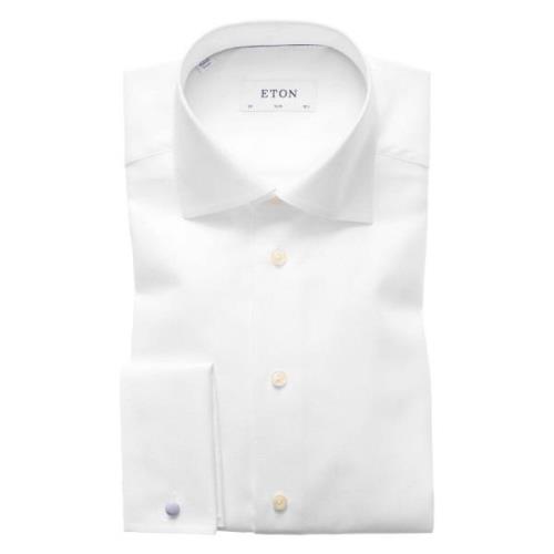 Witte Business Overhemd Jurk Slim Fit Eton , White , Heren