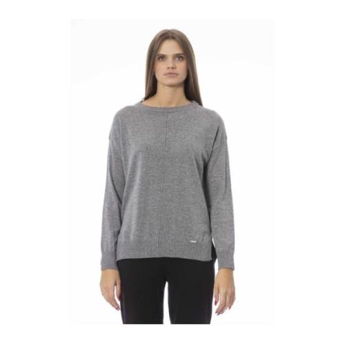 Grijze Crew Neck Sweater Lange Mouwen Baldinini , Gray , Dames