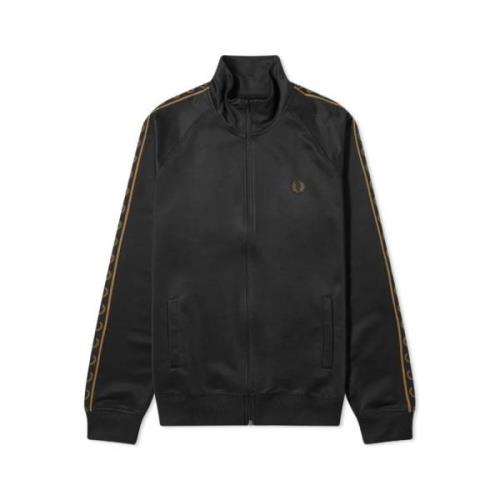 Contrast Taped Track Jacket Fred Perry , Black , Heren