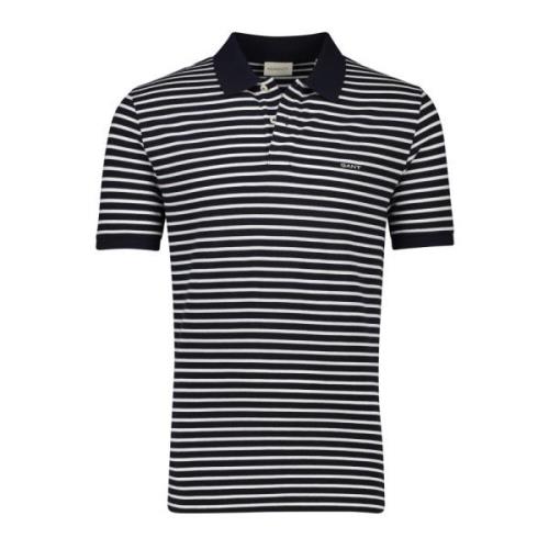 Zwart Gestreept Polo Shirt Korte Mouw Gant , Black , Heren