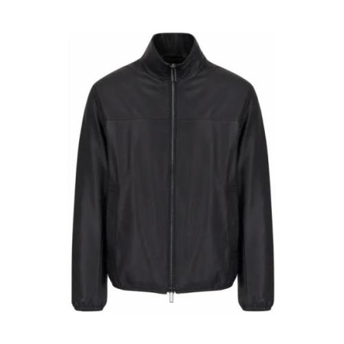 Luxe Lam Nappa Bomber Jas Armani , Black , Heren