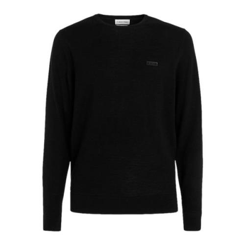 Zwarte Merino Trui Moderne Stijl Calvin Klein , Black , Heren