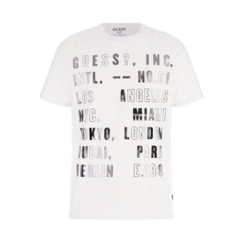 Bedrukt Logo T-shirt - Wit Guess , White , Heren