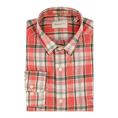 Casual Rood Geruit Overhemd Gant , Multicolor , Heren